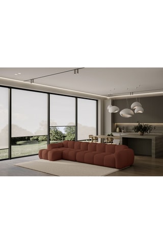 Canapé d'angle gauche Cloud - Marron - 6 places - En tissu structuré anti-tâche