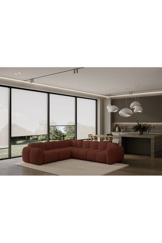 Canapé d'angle Cloud - Marron - 7 places - En tissu structuré anti-tâche
