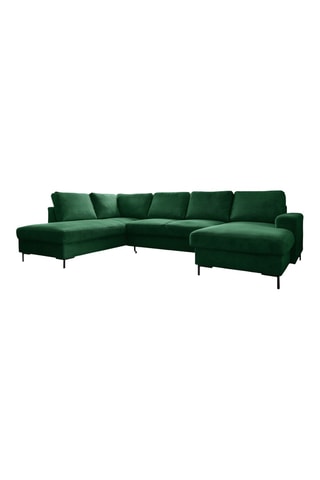 Canapé d'angle panoramique gauche convertible - Vert - 8 places - En polyester