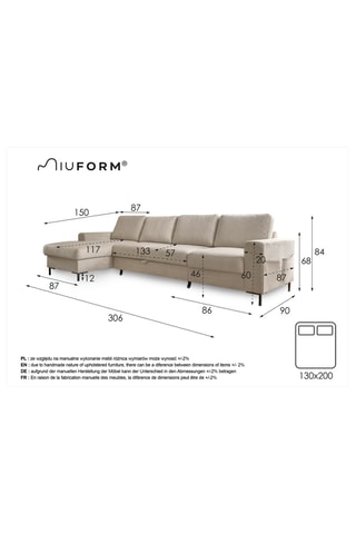 Canapé d'angle gauche convertible Lofty Lilly - Gris - 5 places - En polyester