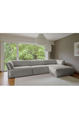 Canapé d’angle droit modulaire Gatsby - Gris clair - 6 places - En polyester