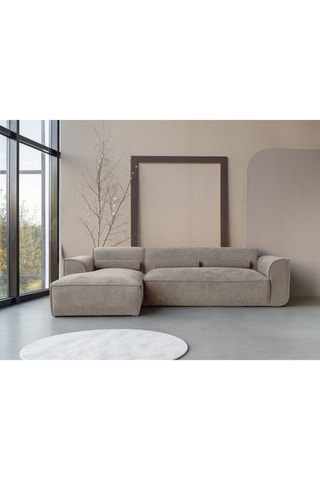 Canapé d’angle gauche modulaire Flex Felix - Beige foncé - 4 places - En polyester