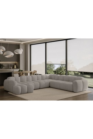 Canapé d’angle droit panoramique modulaire Cloud - Gris clair - 8 places - En polyester