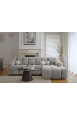 Canapé d’angle droit modulaire Shell - Gris clair - 4 places - En polyester