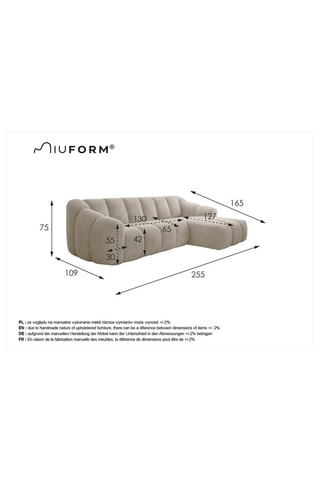 Canapé d’angle droit modulaire Shell - Gris clair - 4 places - En polyester