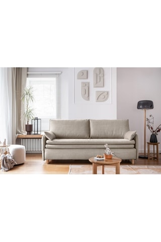 Canapé convertible Simon - Beige - 3 places - En polyester