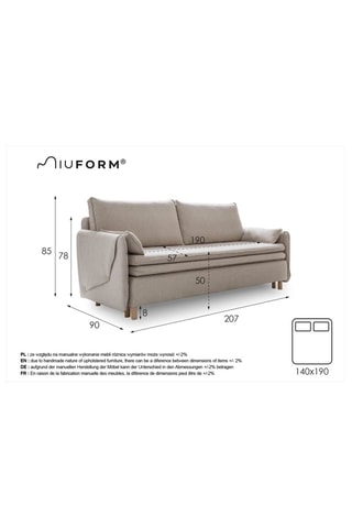 Canapé convertible Simon - Beige - 3 places - En polyester