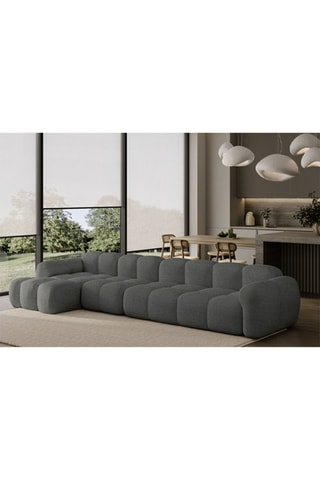 Canapé d’angle gauche modulaire Cloud - Gris foncé - 6 places - En polyester