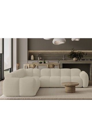 Canapé d’angle modulaire symétrique Cloud - Beige - 7 places - En polyester