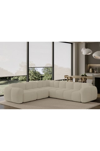 Canapé d’angle modulaire symétrique Cloud - Beige - 7 places - En polyester