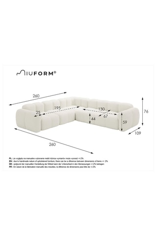 Canapé d’angle modulaire symétrique Cloud - Beige - 7 places - En polyester