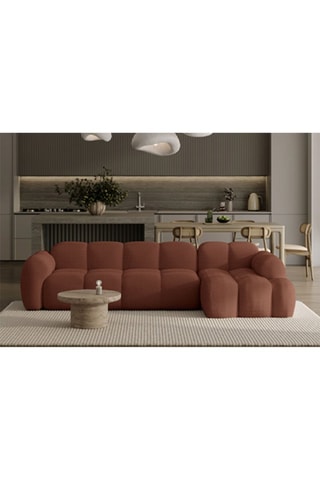 Canapé d’angle droit modulaire symétrique Cloud - Rouge brique - 4 places - En polyester