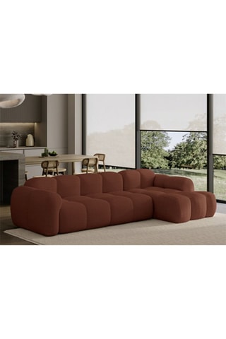 Canapé d’angle droit modulaire symétrique Cloud - Rouge brique - 4 places - En polyester