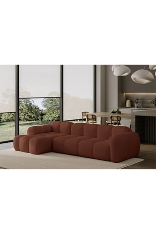 Canapé d’angle gauche modulaire Cloud - Rouge brique - 4 places - En polyester