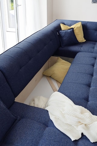 Canapé d’angle convertible Dazzing Daisy - Bleu marine - 8 places - En polyester