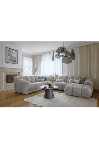 Canapé d’angle gauche modulaire Shell - Gris clair - 8 places - En polyester