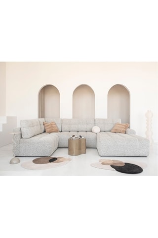 Canapé d’angle panoramique modulable convertible Lulu - Gris chiné - 8 places - En polyester