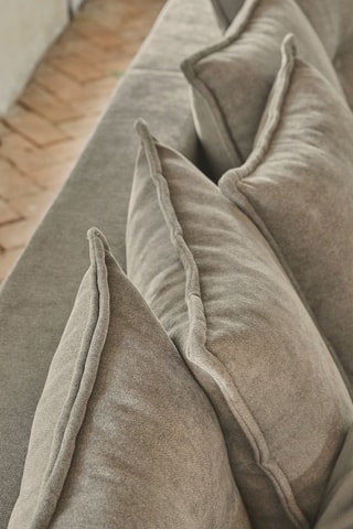 Canapé d’angle droit panoramique convertible Lazy - Taupe - 8 places - En polyester antitache