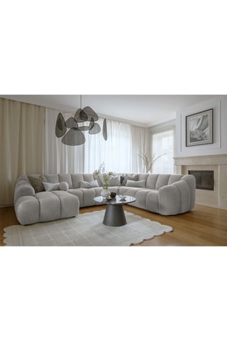 Canapé d’angle droit panoramique modulaire Shell - Gris clair - 8 places - En polyester