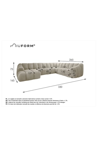 Canapé d’angle droit panoramique modulaire Shell - Gris clair - 8 places - En polyester