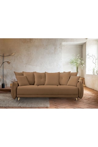 Canapé convertible Lazy Lukka - Rouge brique - 3 places - En toucher velours côtelé