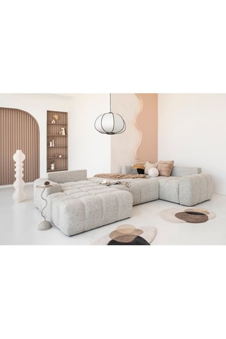 Canapé d’angle panoramique modulable convertible Lulu - Gris chiné - 8 places - En polyester