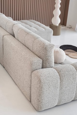 Canapé d’angle panoramique modulable convertible Lulu - Gris chiné - 8 places - En polyester