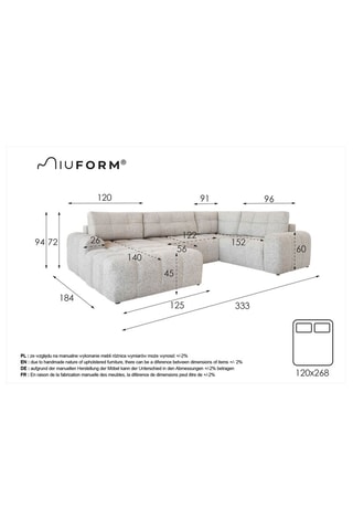 Canapé d’angle panoramique modulable convertible Lulu - Gris chiné - 8 places - En polyester