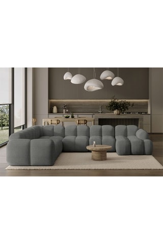 Canapé d’angle gauche panoramique modulaire Cloud - Gris - 8 places - En polyester