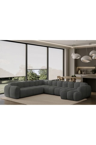 Canapé d’angle gauche panoramique modulaire Cloud - Gris - 8 places - En polyester