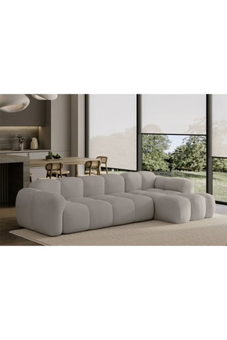 Canapé d’angle droit modulaire symétrique Cloud - Gris clair - 4 places - En polyester