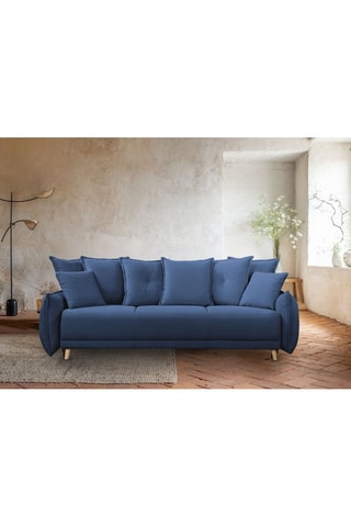 Canapé convertible Lazy Lukka - Bleu marine - 3 places - En toucher velours côtelé