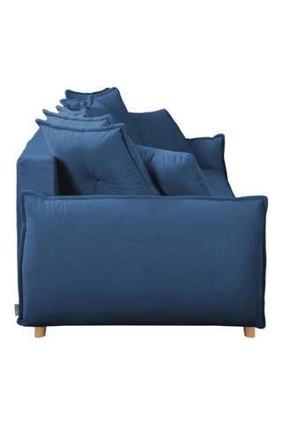 Canapé convertible Lazy Lukka - Bleu marine - 3 places - En toucher velours côtelé