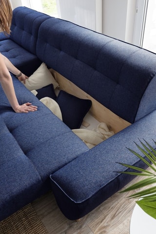 Canapé d’angle convertible et réversible Dazzing Daisy - Bleu marine - 4 places - En polyester