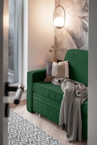 Canapé convertible Lucky Lucy - Vert bouteille - 3 places - En polyester