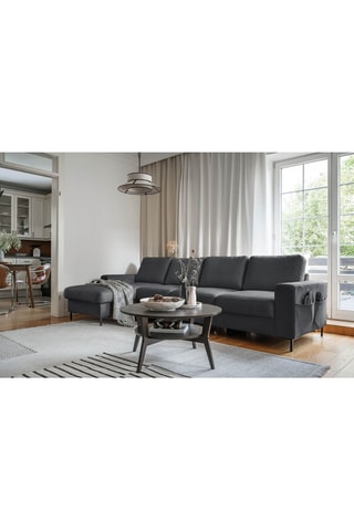 Canapé d'angle gauche convertible Lofty Lilly - Anthracite - 5 places - En polyester