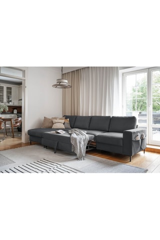 Canapé d'angle gauche convertible Lofty Lilly - Anthracite - 5 places - En polyester