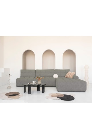 Canapé d'angle droit convertible Lulu - Gris - 5 places - En polyester