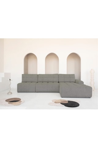 Canapé d'angle droit convertible Lulu - Gris - 5 places - En polyester