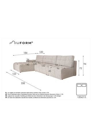 Canapé d'angle gauche convertible Lulu - Gris - 5 places - En polyester