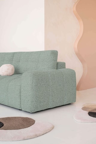 Canapé d'angle gauche panoramique convertible Lulu - Vert d'eau - 8 places - En tissu structuré