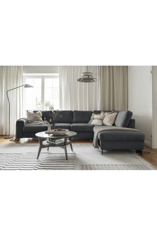 Canapé d'angle droit convertible Lofty Lilly - Gris foncé - 7 places - En polyester