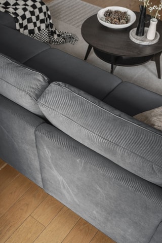 Canapé d'angle droit convertible Lofty Lilly - Gris foncé - 7 places - En polyester