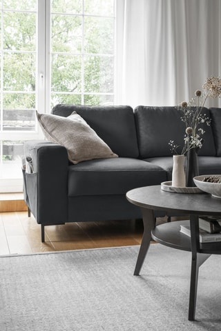 Canapé d'angle droit convertible Lofty Lilly - Gris foncé - 7 places - En polyester