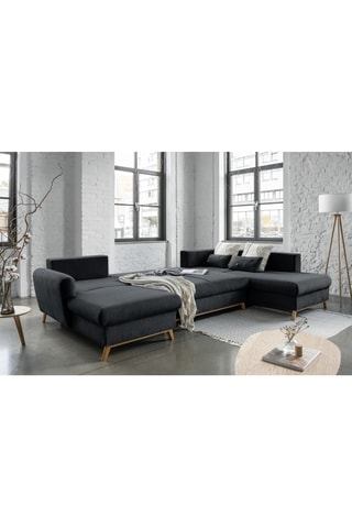 Canapé d'angle droit panoramique convertible - Anthracite - 8 places