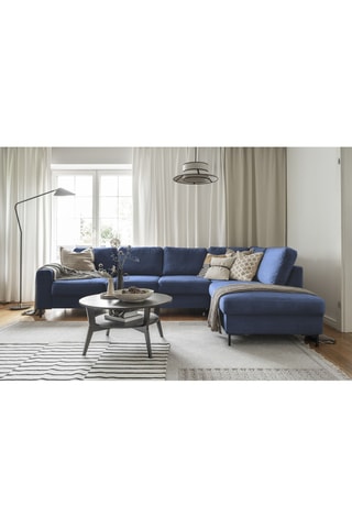 Canapé d'angle droit convertible Lofty Lilly - Bleu - 7 places - En polyester