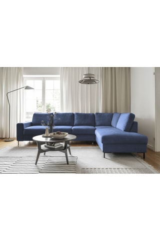 Canapé d'angle droit convertible Lofty Lilly - Bleu - 7 places - En polyester