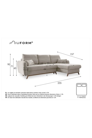 Canapé d'angle droit convertible Scandic Lagom- Anthracite - 4 places - En tissu structuré