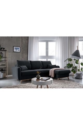Canapé d'angle droit convertible Scandic Lagom- Anthracite - 4 places - En tissu structuré