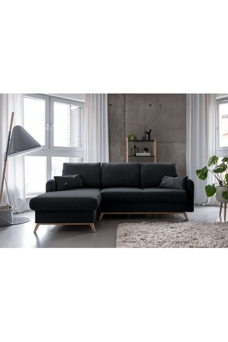 Canapé d'angle gauche convertible Scandic Lagom- Anthracite - 4 places - En tissu structuré